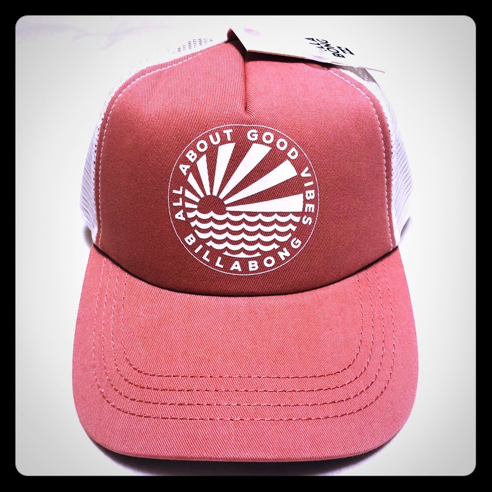 Billabong Mesh Trucker Hat Salmon White Color